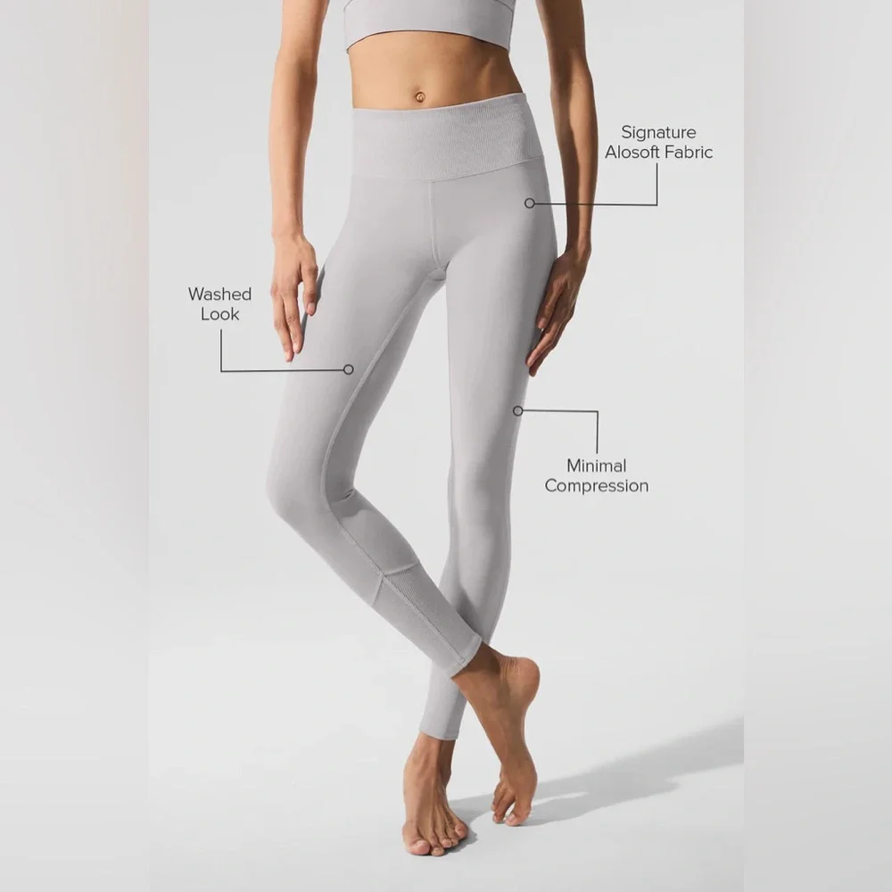 ALO YOGA | ✨NEW✨ Washed Alosoft High-Waist Lounge Legging in Grey Sky Wash
